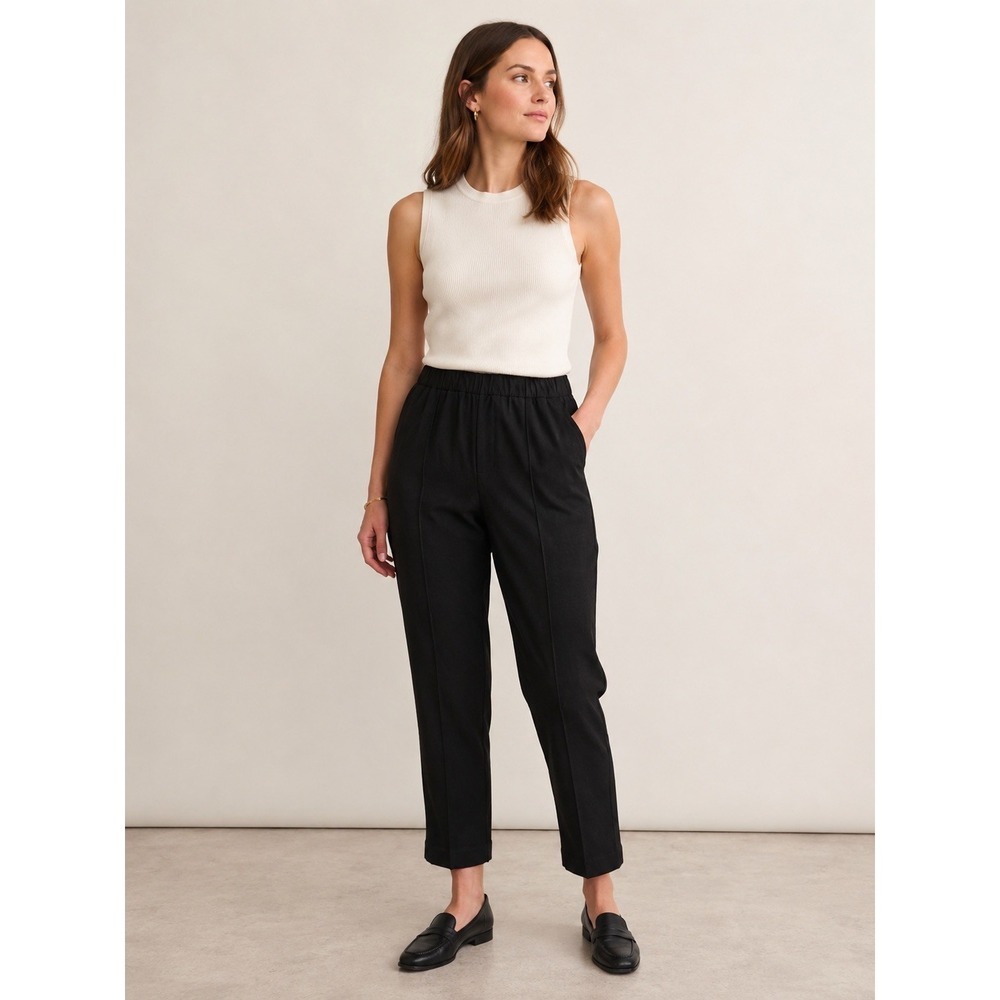 Everlane The Dream Pant Black Organic Cotton Pintuck Tapered Trousers XL NEW